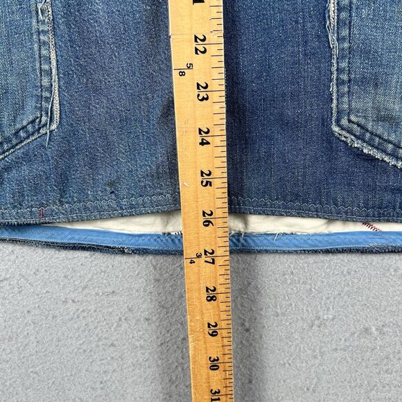 Vintage 70s Patchwork Jacket Small Medium Blue Denim Custom Handmade Lined - Picture 11 of 16